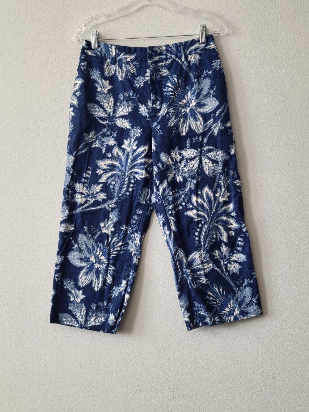 Lauren Ralph Lauren Cropped Pants Size 12 Navy Floral Straight Vintage
